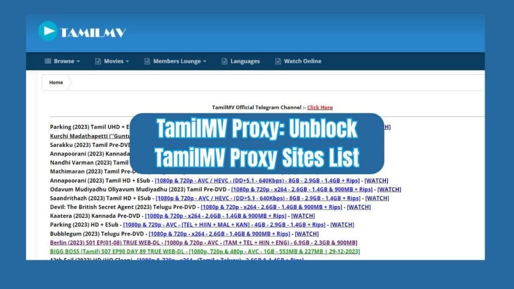 TamilMV Proxy: Unblock TamilMV Proxy Sites List